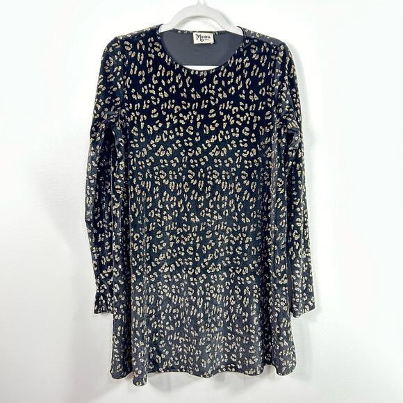 Show Me Your Mumu Dresses & Skirts - Show Me Your MuMu Toby Dress Black Velvet Gold Leopard Print Swing Dress Small